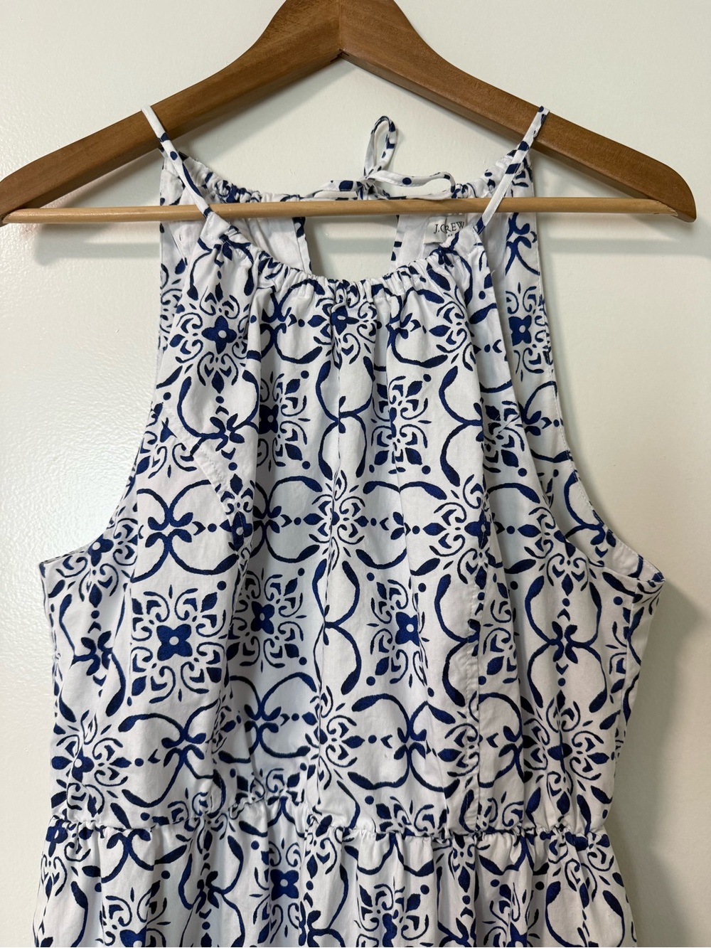 J. Crew Blue and White Patterned Halter Dress - Picture 4 of 8